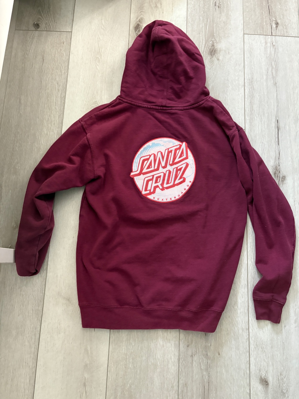 Santa Cruz Skateboards Maroon Hoodie with White & Red Logo